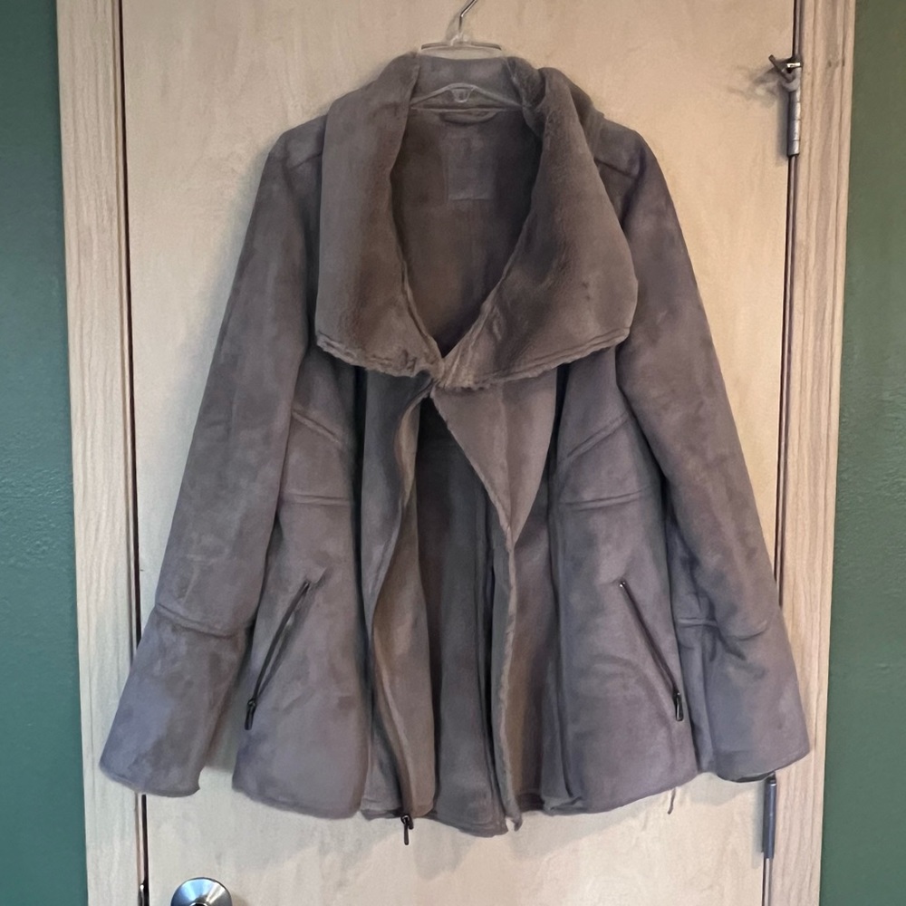 Prana Faux Suede/Fur Rancher Jacket - Grey/Taupe